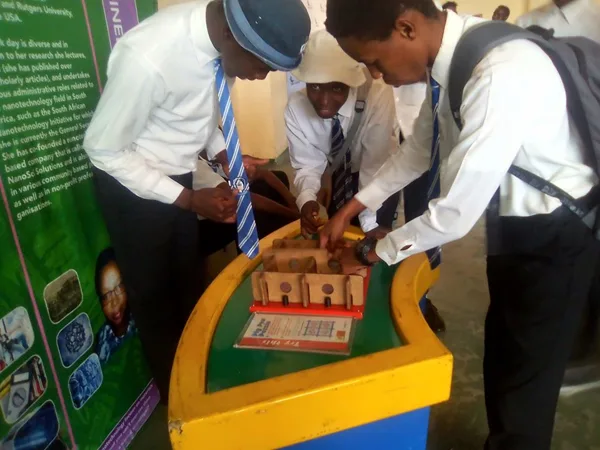 Learners engaging with SAASTA's interactive exhibits during Astronomy and Space Science Ex